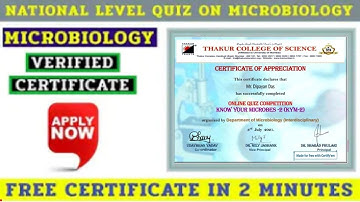 MICROBIOLOGY Quiz Certificate I Microbes Quiz Certificate I Certificate In 2 Minutes l Microbiology