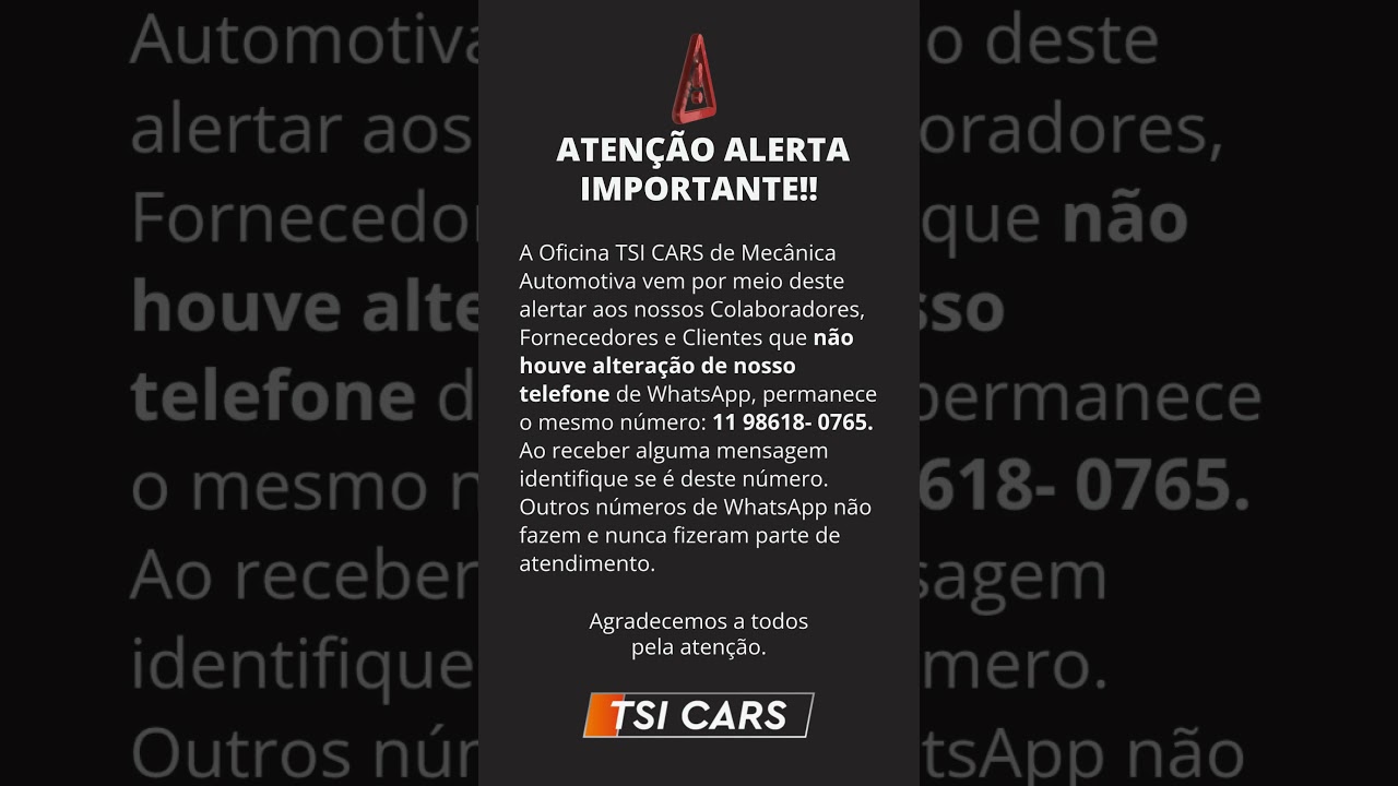 Alerta nosso WhatsApp não mudou, continua sendo 11 98618-0765.