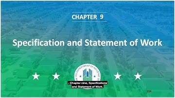 PHA Procurement Training: Chapter 9 - Specification and Statement of Work