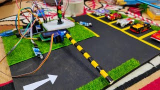 Smart barricade parking system using arduino,IR sensor, survo motor, bread board,I2C LCD display.