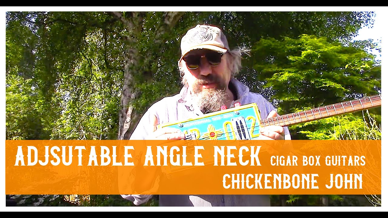 Adjustable angle neck for cigar box guitars