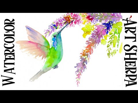 Humming Bird Easy How to Paint Watercolor Step by step | The Art Sherpa