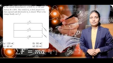 In the circuit shown here C 1 =6 uF,C2= 3 uF and battery B = 20V. The switch S1 is first