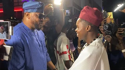 PELLER GREETS ODUNLADE ADEKOLA AT THE MOVIE PREMIERE OF ABANISETE PRODUCED BY ITELE’D’ICON