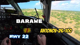 HCBW RWY 22  BARAWE Final approach, Landing. Unpaved Runway-AIRPLANE ANTONOV-26(8К Insta360ace pro)