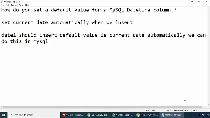 set a default value for a MySQL Datetime column
