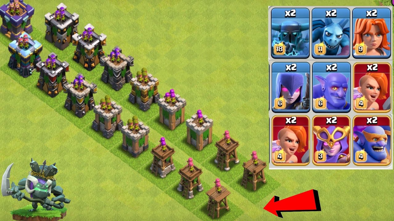Every level archer tower vs all dark elixir troops - YouTube