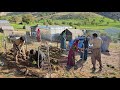 Growing futures planting saplings and building protective fences with a nomadic family