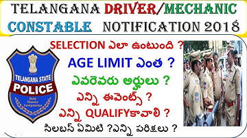 TS POLICE driver/mechanic constable notification 2018|ts police syllabus,agelimit,events/exam proces