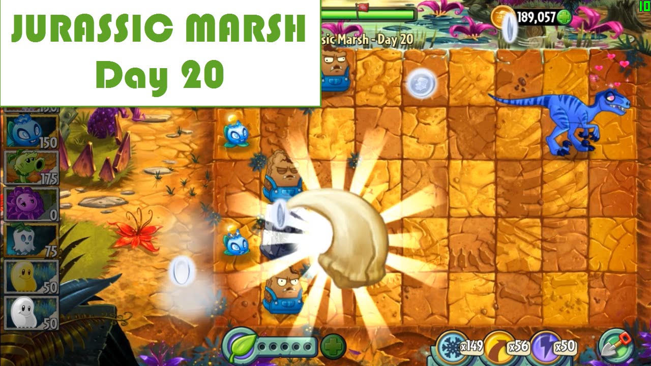 Plants Vs Zombies 2 Walkthrough JURASSIC MARSH Day 20 No SunFlower ...