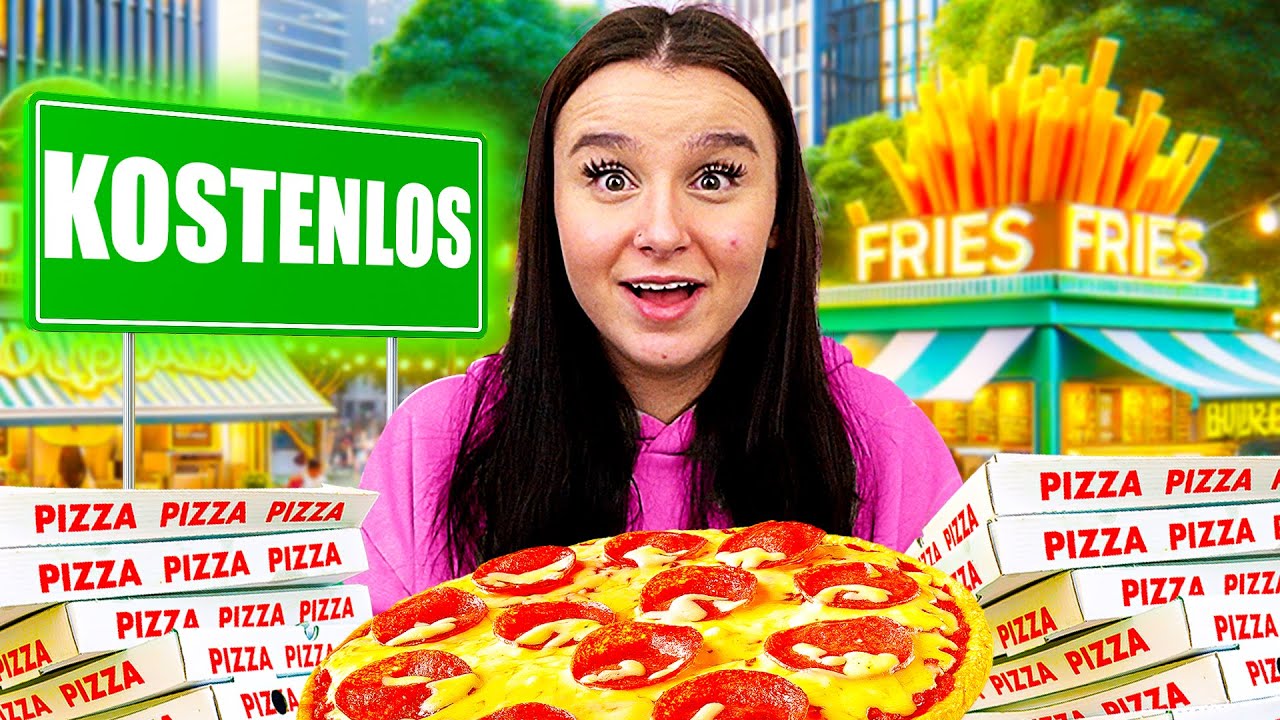 1 Tag nur KOSTENLOS ESSEN ! 🤤🍕(überleben mit 0€) - Celina