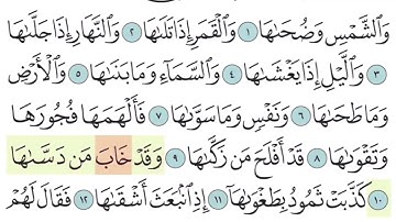سورة الشمس آية (٩-١٢)