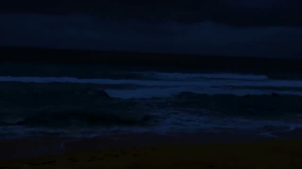 Calming Ocean Waves at Night 4K – 9 Hours Relaxing Sea Sounds, Dark Screen Sleep Ambience