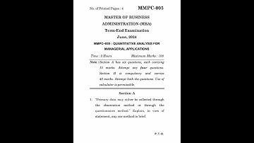 MMPC-005 June 2024 | IGNOU Previous Year Question Paper