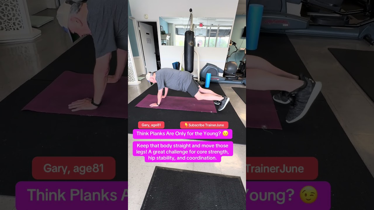 Exercise for 80+: Straight-Arm Plank Leg In & Out #trainerjune