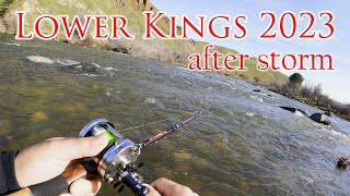 Lower Kings River after storm at 1,300CFS flow, Trout BFS Lure Fishing [4K60 HDR]