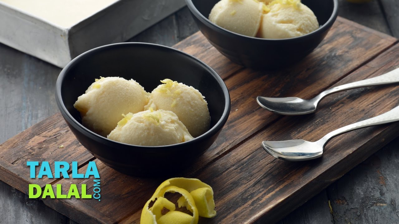 Lemon Drop Ice - Cream, Made from Lemondade with condensed milk by Tarla Dalal
