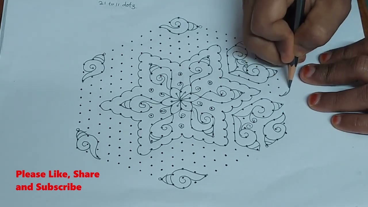 Radhasaptami muggu 21 to 11 dots.