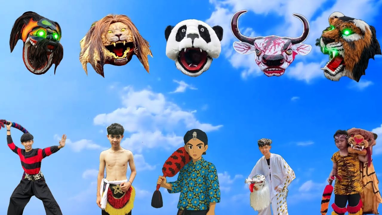 MEMASANGKAN KEPALA BARONGAN , barongan ebeg ,barongan panda ,bantengan suro