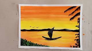 Sunset Painting Poster Colours Painting Beautiful Scenery Painting Ideas For Beginners