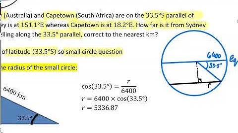 Distance along a parallel of latitude