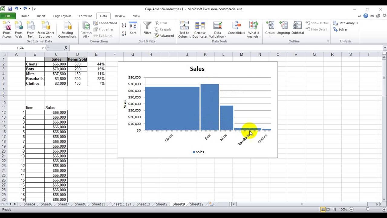 Excel 2013 Bar Chart Width