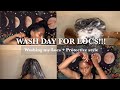 WASH DAY FOR LOCS | WASHING MY LOCS + PROTECTIVE STYLE | Being CHIZ