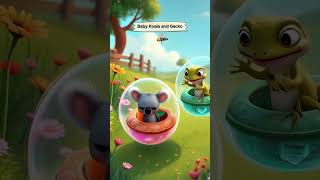 Baby Koala and Gecko Racing in Soap Bubble Pods Across a Meadow ❤️😍  #shortvideo #shorts #cat