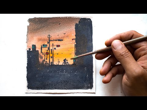 TOO EASY Watercolor Painting Tutorial for BEGINNERS | Sunset