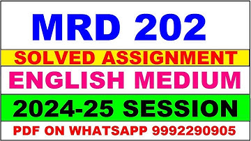 mrd 202 (PGDRD) solved assignment 2024-25 | mrd 202 solved assignment in english 2025 | mrd 202