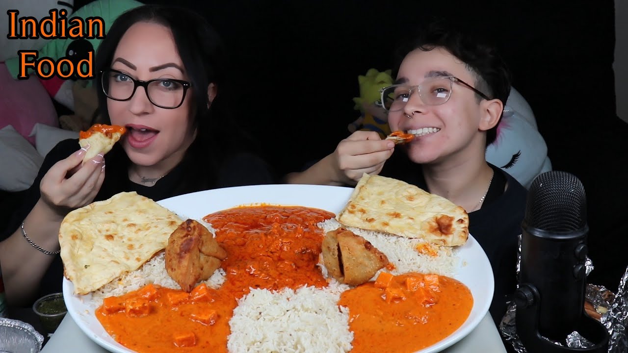 BUTTER CHICKEN AND PANEER TIKKA MASALA MUKBANG