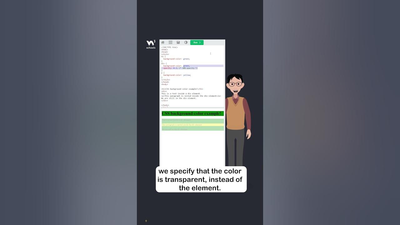 Css background color part 3 rgba background color w3schools css