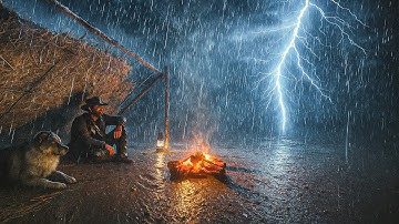 Camping in Heavy Thunderstorm with My Dog | The Sound of Heavy Rain | RDR2 ASMR