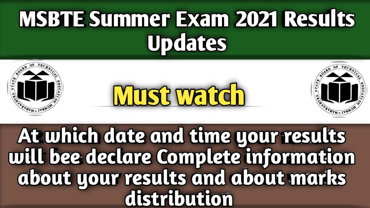 MSBTE Summer Exam 2021 Results Updates Complete information Must Watch