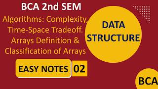 BCA Algorithms Complexity | Time-Space Trade off | Arrays Definition | Classification of Arrays