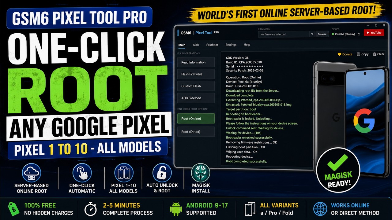World's First One-Click Online Root: Root ANY Google Pixel in 1
