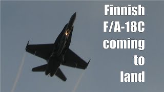 Close & Below  F/A-18 Hornet Jet Fighter Landing Approach To Road Base - Finnish Air Force