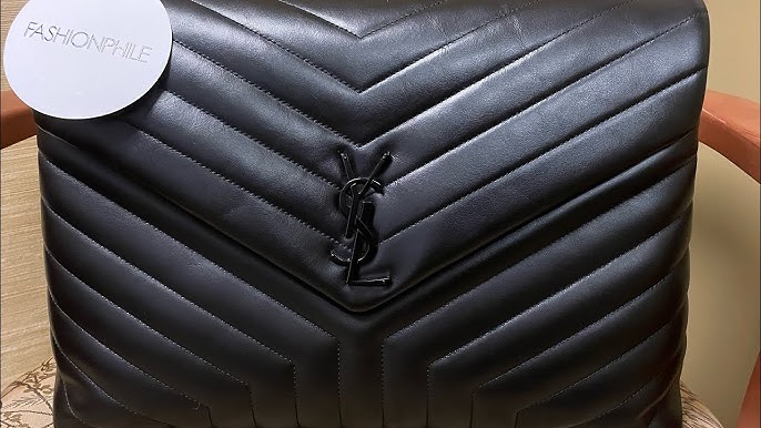 Saint Laurent Grey Matelassé Leather Large Loulou Shoulder Bag