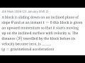 #jeemain2026 A block is sliding down on an inclined plane of slope θ and at an instant t=0 this