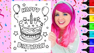 Coloring Happy Birthday Cake Coloring Page | Ohuhu Art Markers screenshot 2