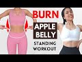 LOSE APPLE BELLY FAT 10 min in 10 days easy standing, lower abs & waist, no jumping, knee friendly