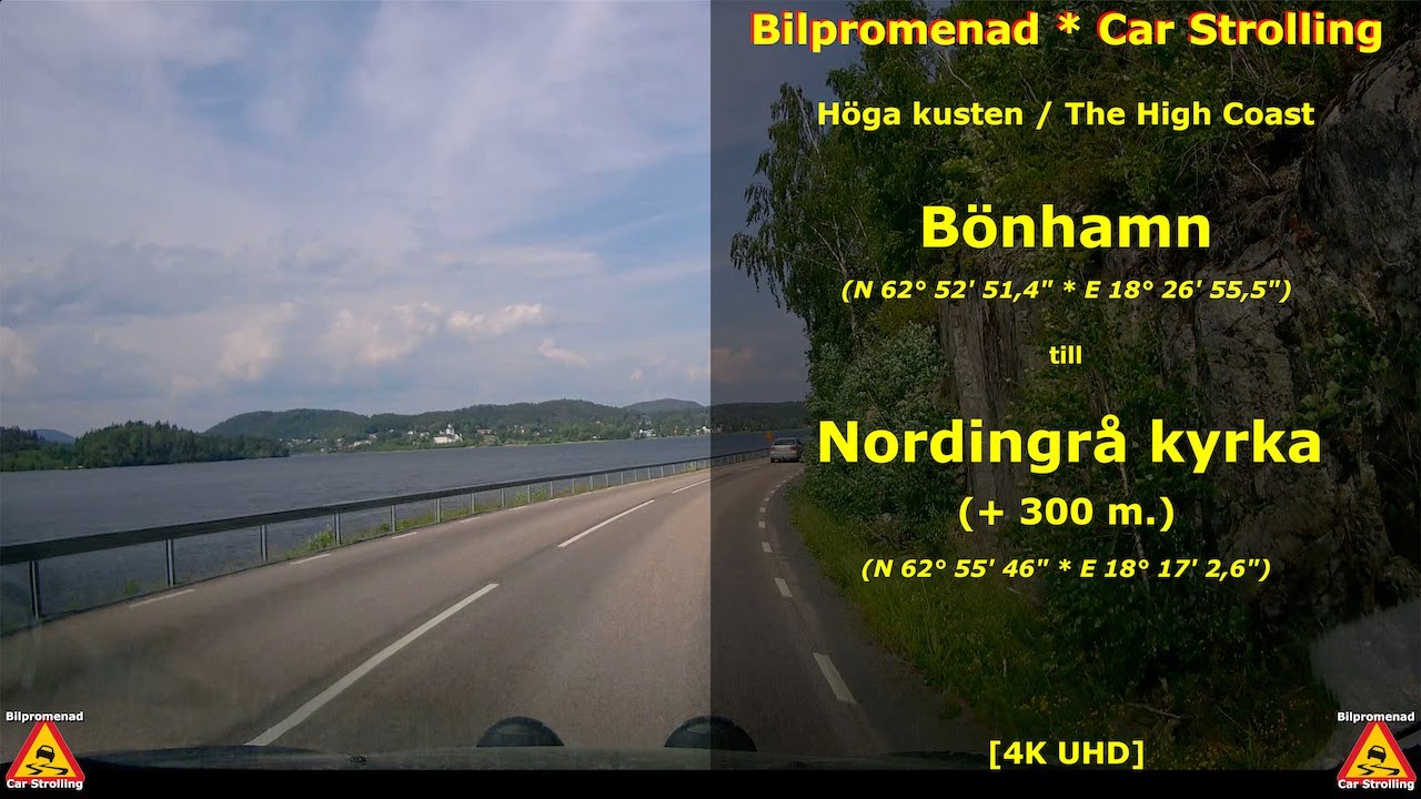 HÖGA KUSTEN / HIGH COAST | Bönhamn till Nordingrå 👁 ♿️ X 2 (4K UHD Bilpromenad * Car Strolling)