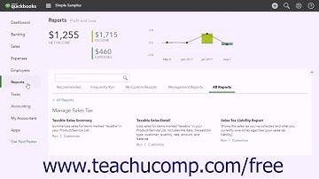 QuickBooks Online Plus 2017 Tutorial Creating Customer and Vendor QuickReports Intuit Training