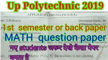Up Polytechnic applied math 1st paper 2019 | BTEUP odd semester math paper