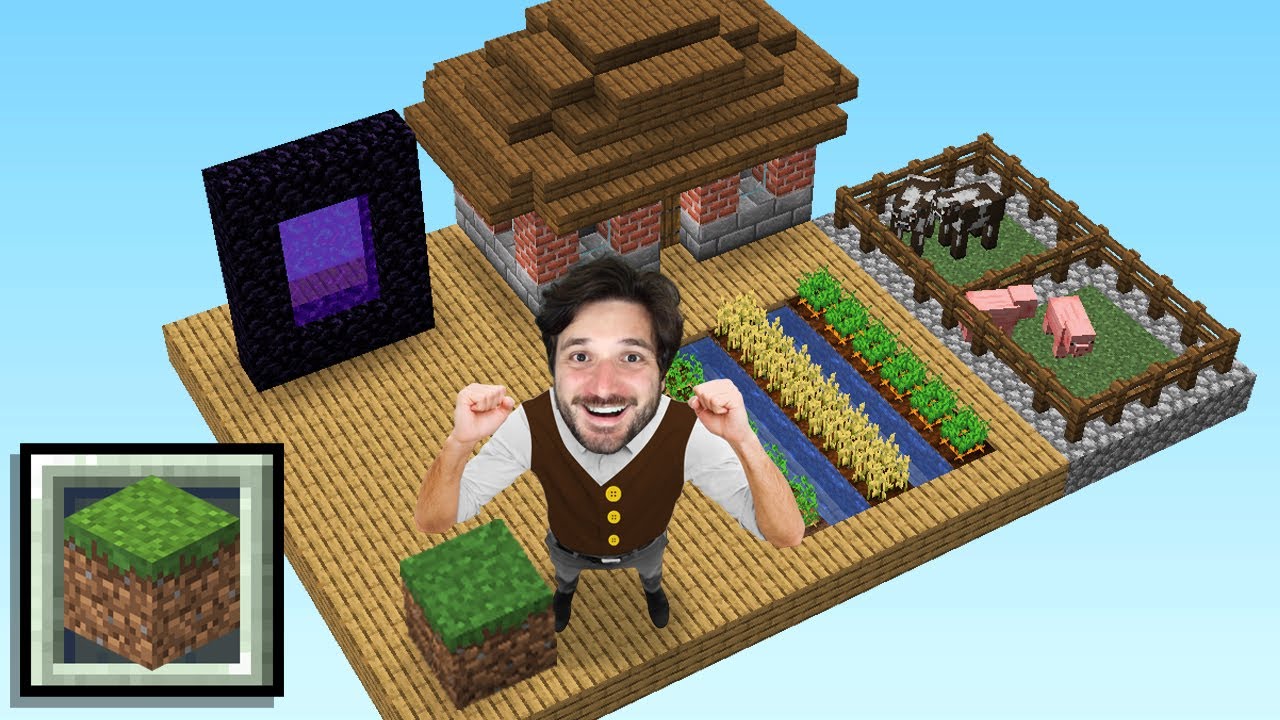 EU TRANSFOMEI 1 BLOCO DO MINECRAFT EM UMA BASE SURVIVAL COMPLETA!