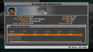 Madden 07 (PS2) Player Ratings: Aveion Cason