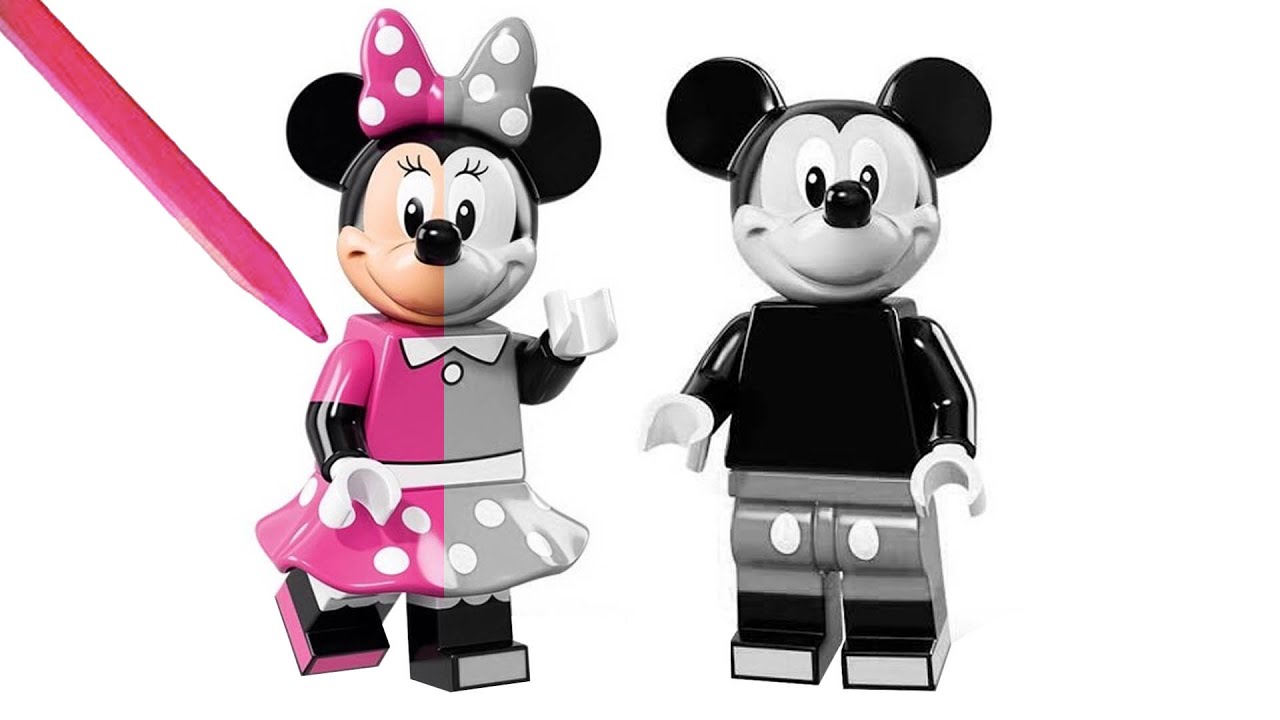 Lego Coloring Minnie and Mickey Mouse Lego Coloring Fun YouTube
