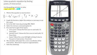 Solve Equation by using Intersect TI84