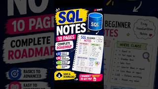 💙 SQL Beginner Notes FREE PDF 🔥10 Pages Complete Roadmap 📘Easy Handwritten Notes ✨ #sqlserver 💯