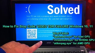 How to Fix Stop Code VIDEO TDR FAILURE Windows 10, 11